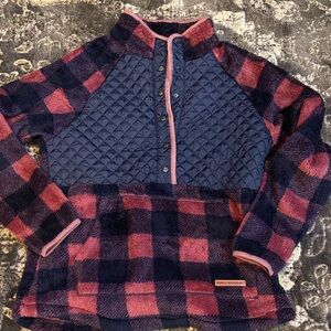 Women’s Simply Southern navy & maroon Quilted Fleece Pullover Hoodie size L